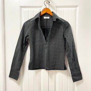 Vintage Tension Made in Italy Pinstripe Blouse Black - S